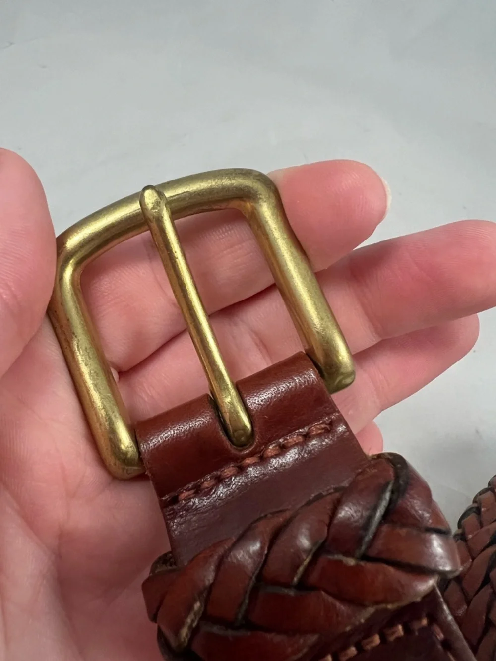 Vintage Coach Women's Braided Belt British Tan Leather Brass Buckle 32” 80 cm